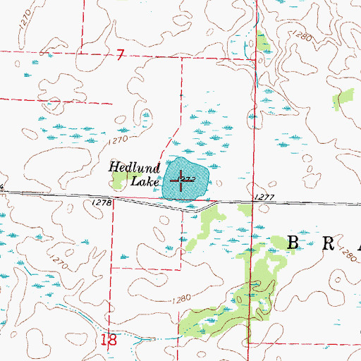 Topographic Map of Hedlund Lake, MN