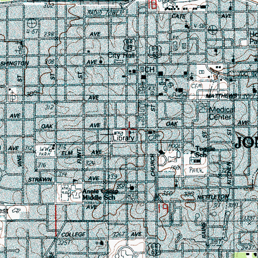 Topographic Map of United Fellowship of Jonesboro Church, AR