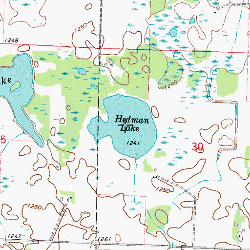 Topographic Map of Hedman Lake, MN