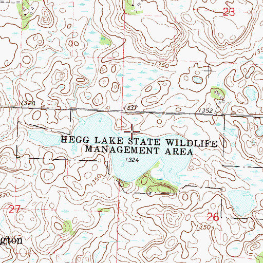 Topographic Map of Hegg Lake State Wildlife Management Area, MN