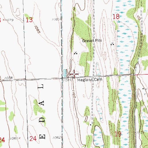 Topographic Map of Hegland Cemetery, MN