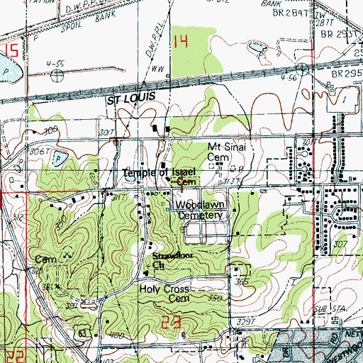 Topographic Map of Temple of Israel Cemetery, AR