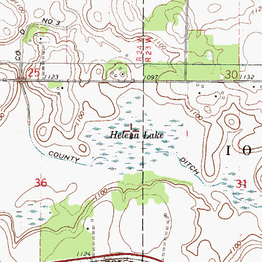 Topographic Map of Helena Lake, MN