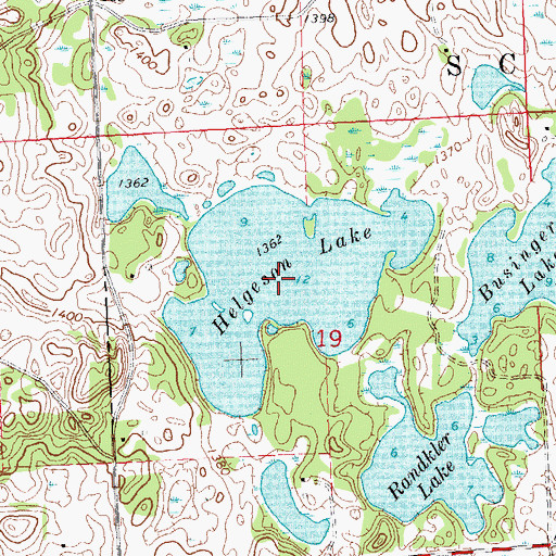 Topographic Map of Helgeson Lake, MN