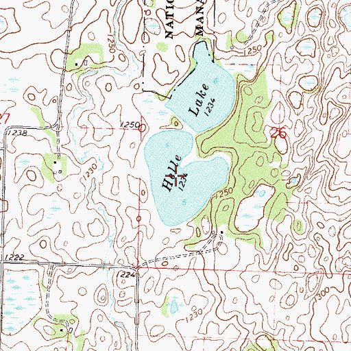 Topographic Map of Helle Lake, MN
