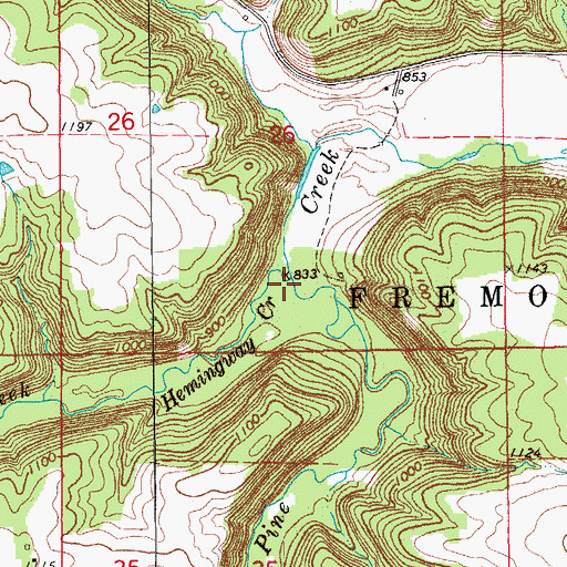 Topographic Map of Hemingway Creek, MN