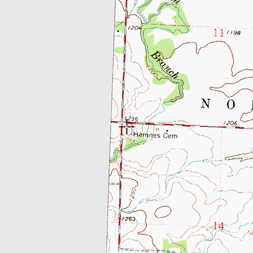 Topographic Map of Hemnes Cemetery, MN