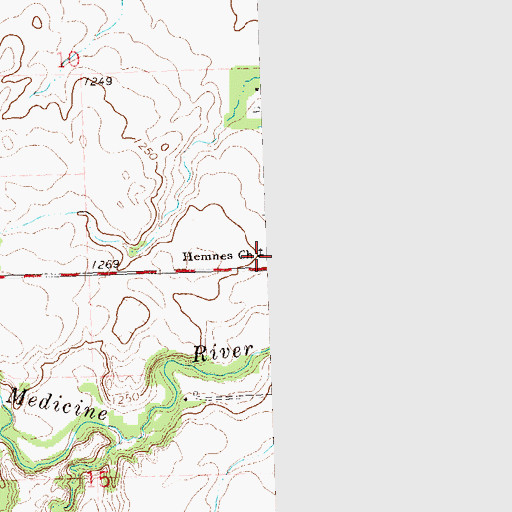 Topographic Map of Hemnes Church, MN