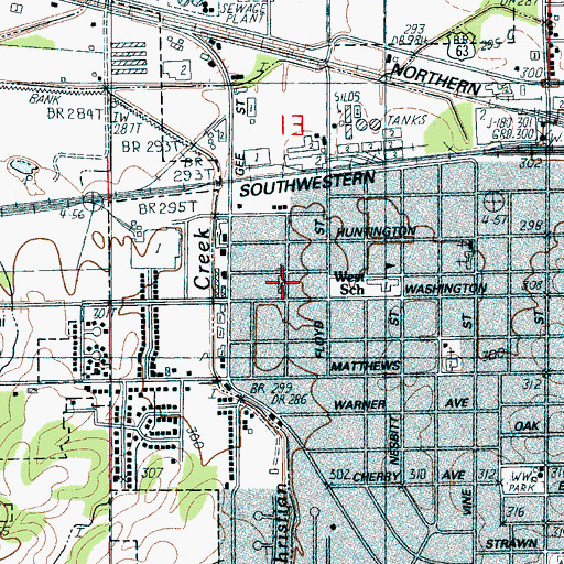 Topographic Map of Jonesboro Freewill Baptist Church, AR