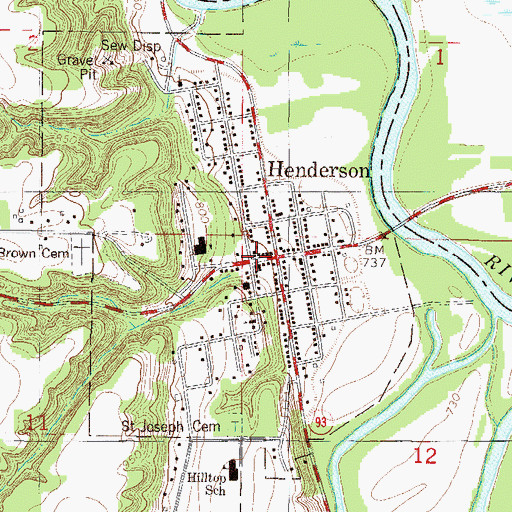 Topographic Map of Henderson, MN