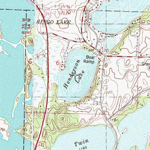 Topographic Map of Henderson Lake, MN