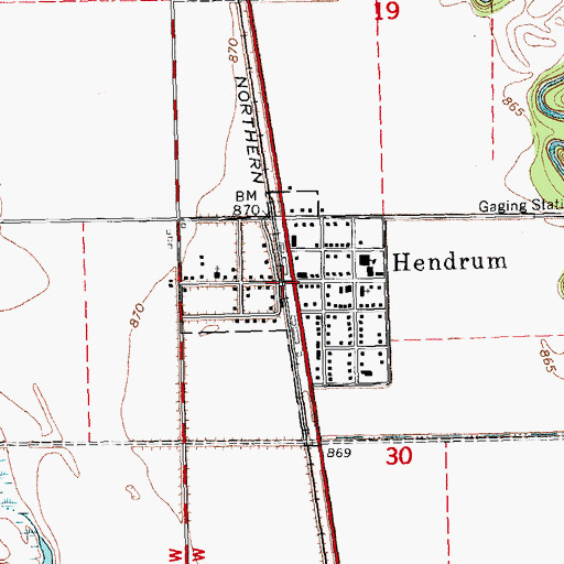 Topographic Map of Hendrum, MN