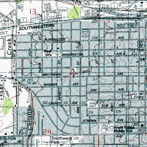 Topographic Map of Walnut Street Baptist Church, AR