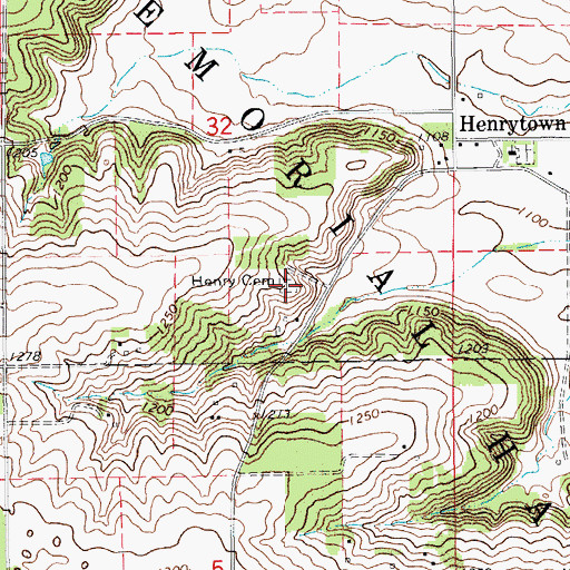 Topographic Map of Henry Cemetery, MN