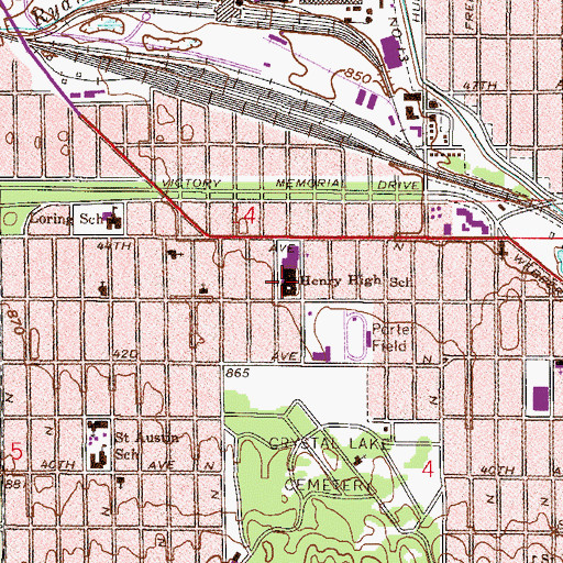 Topographic Map of Patrick Henry High School, MN