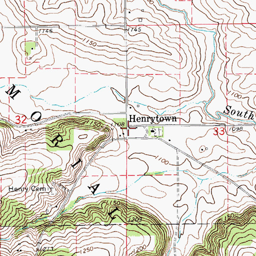 Topographic Map of Henrytown, MN