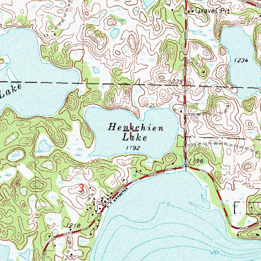 Topographic Map of Henschien Lake, MN