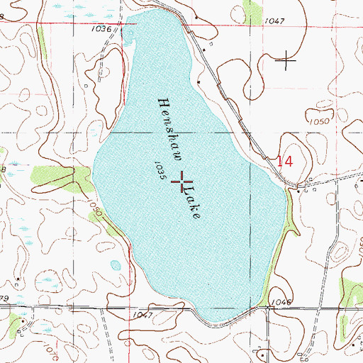 Topographic Map of Henshaw Lake, MN