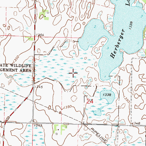 Topographic Map of Herberger Lake State Wildlife Management Are, MN