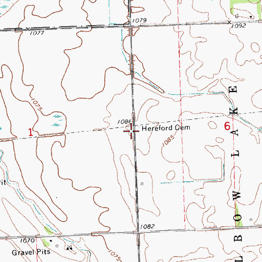 Topographic Map of Hereford Cemetery, MN