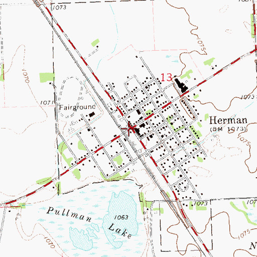 Topographic Map of Herman, MN
