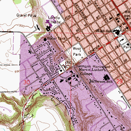 Topographic Map of Hermann Monument, MN