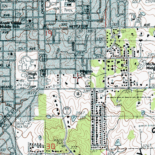 Topographic Map of Pilgrim Church, AR