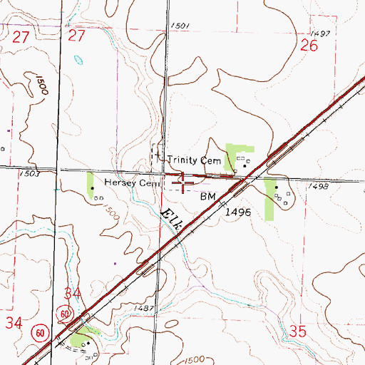Topographic Map of Hersey Cemetery, MN