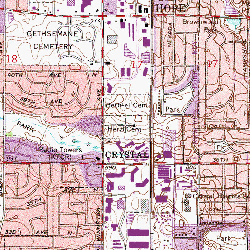 Topographic Map of Adath Chesed Shel Emes Cemetery, MN