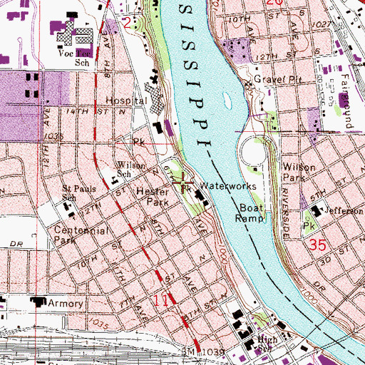 Topographic Map of Hester Park, MN