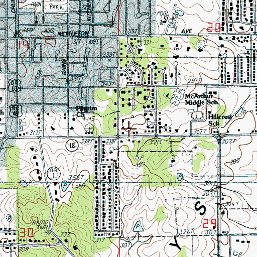 Topographic Map of Church of Christ, AR