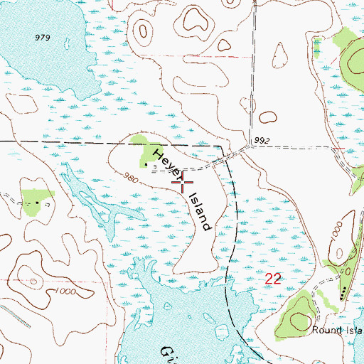 Topographic Map of Heyer Island, MN