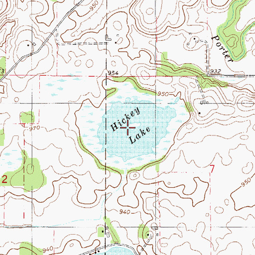 Topographic Map of Hickey Lake, MN