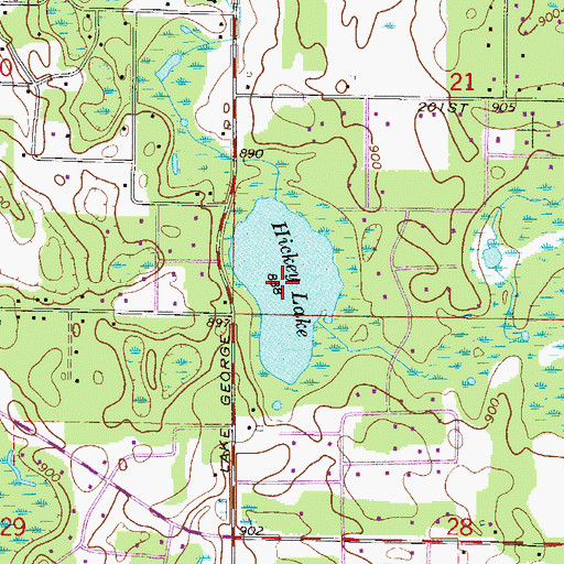Topographic Map of Hickey Lake, MN