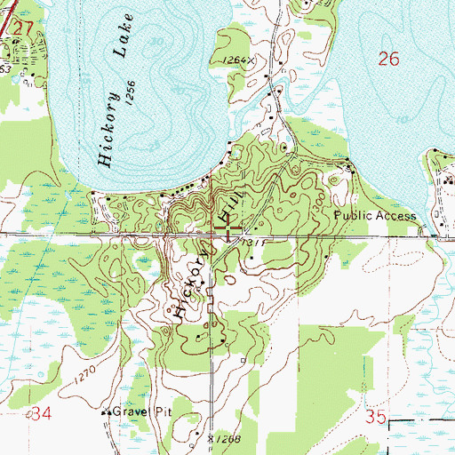 Topographic Map of Hickory Hill, MN