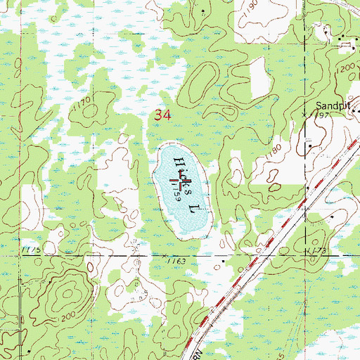 Topographic Map of Hicks Lake, MN
