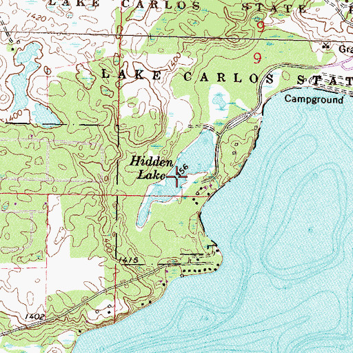 Topographic Map of Hidden Lake, MN