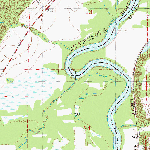 Topographic Map of High Island Creek, MN