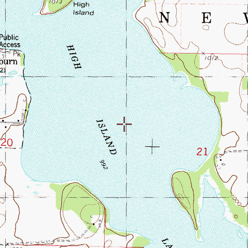 Topographic Map of High Island Lake, MN