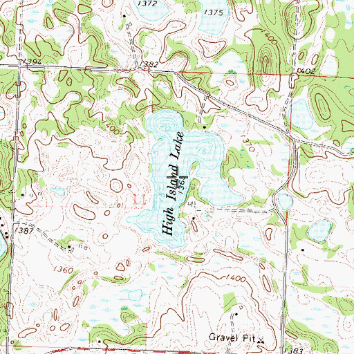 Topographic Map of High Island Lake, MN