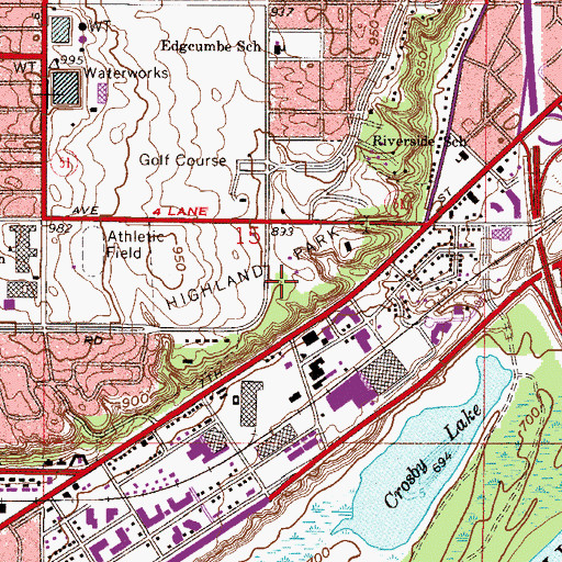 Topographic Map of Highland Park, MN