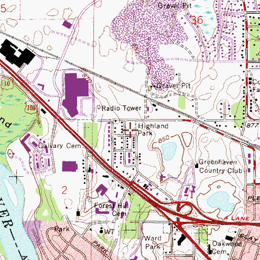 Topographic Map of Highland Park, MN