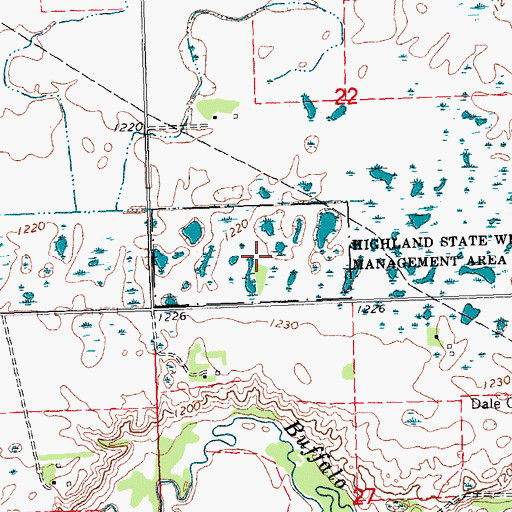 Topographic Map of Highland State Wildlife Management Area, MN