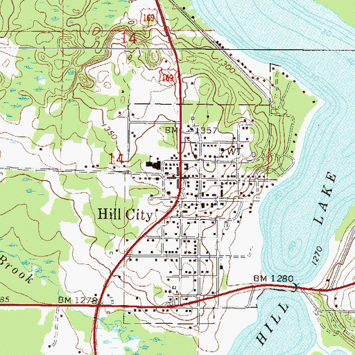 Topographic Map of Hill City, MN