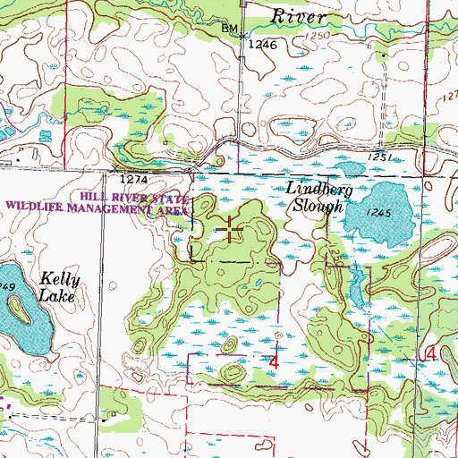 Topographic Map of Hill River State Wildlife Management Area, MN
