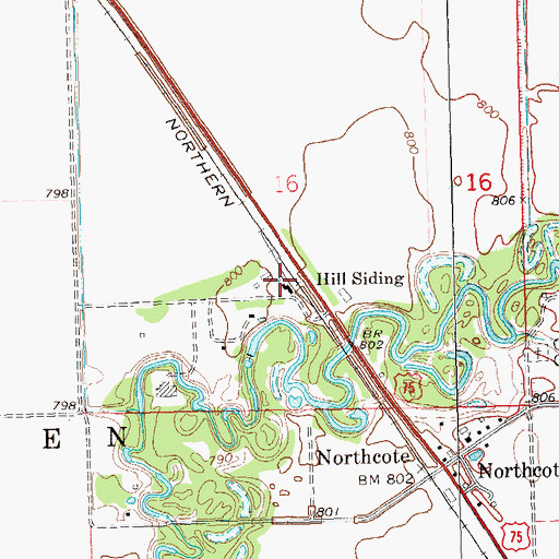 Topographic Map of Hill Siding, MN