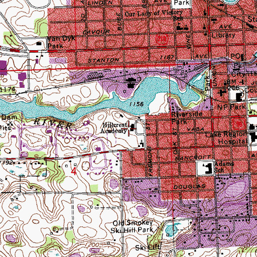 Topographic Map of Hillcrest Academy, MN