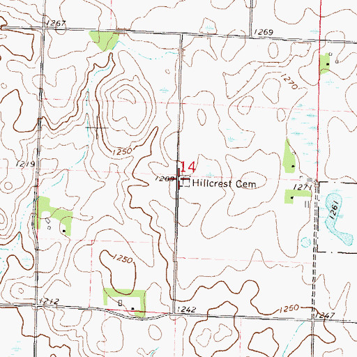 Topographic Map of Hillcrest Cemetery, MN