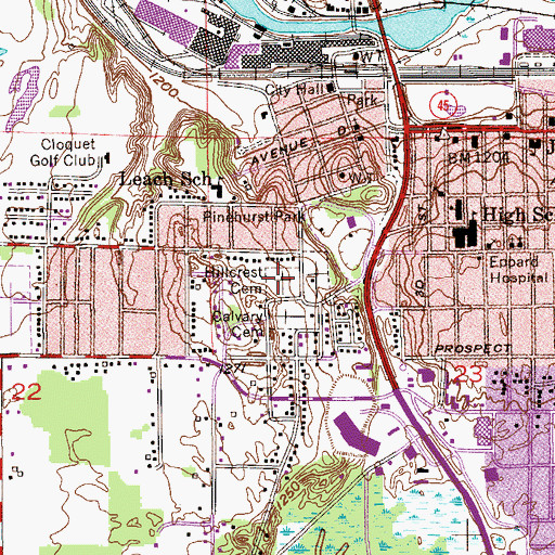 Topographic Map of Hillcrest Cemetery, MN