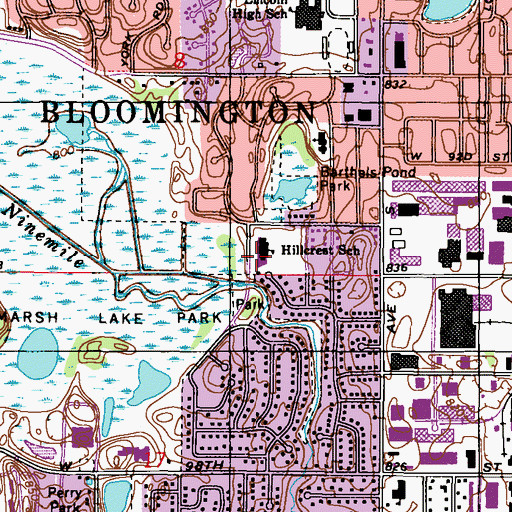 Topographic Map of Hillcrest Elementary School, MN